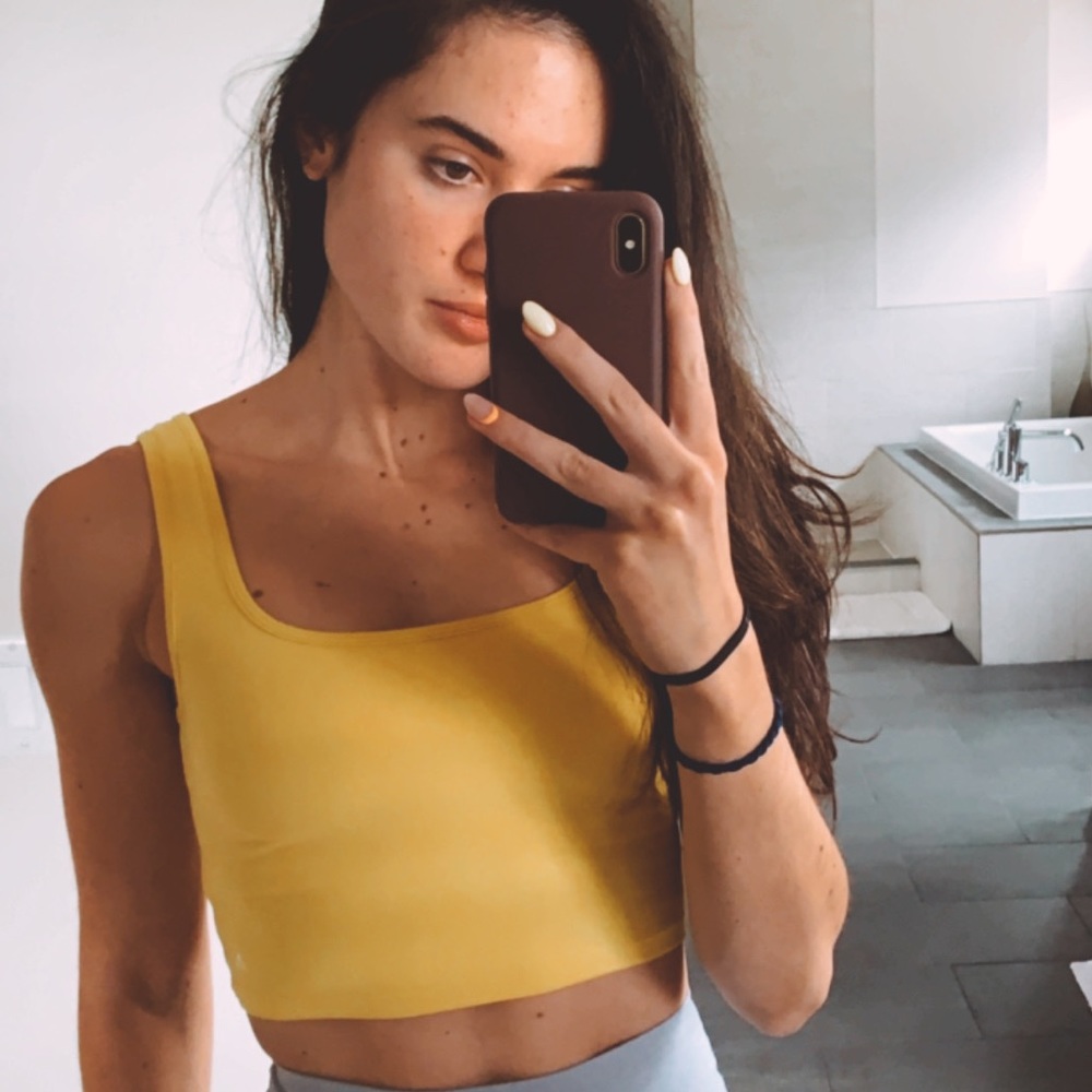 Yellow sports bra/mini tank